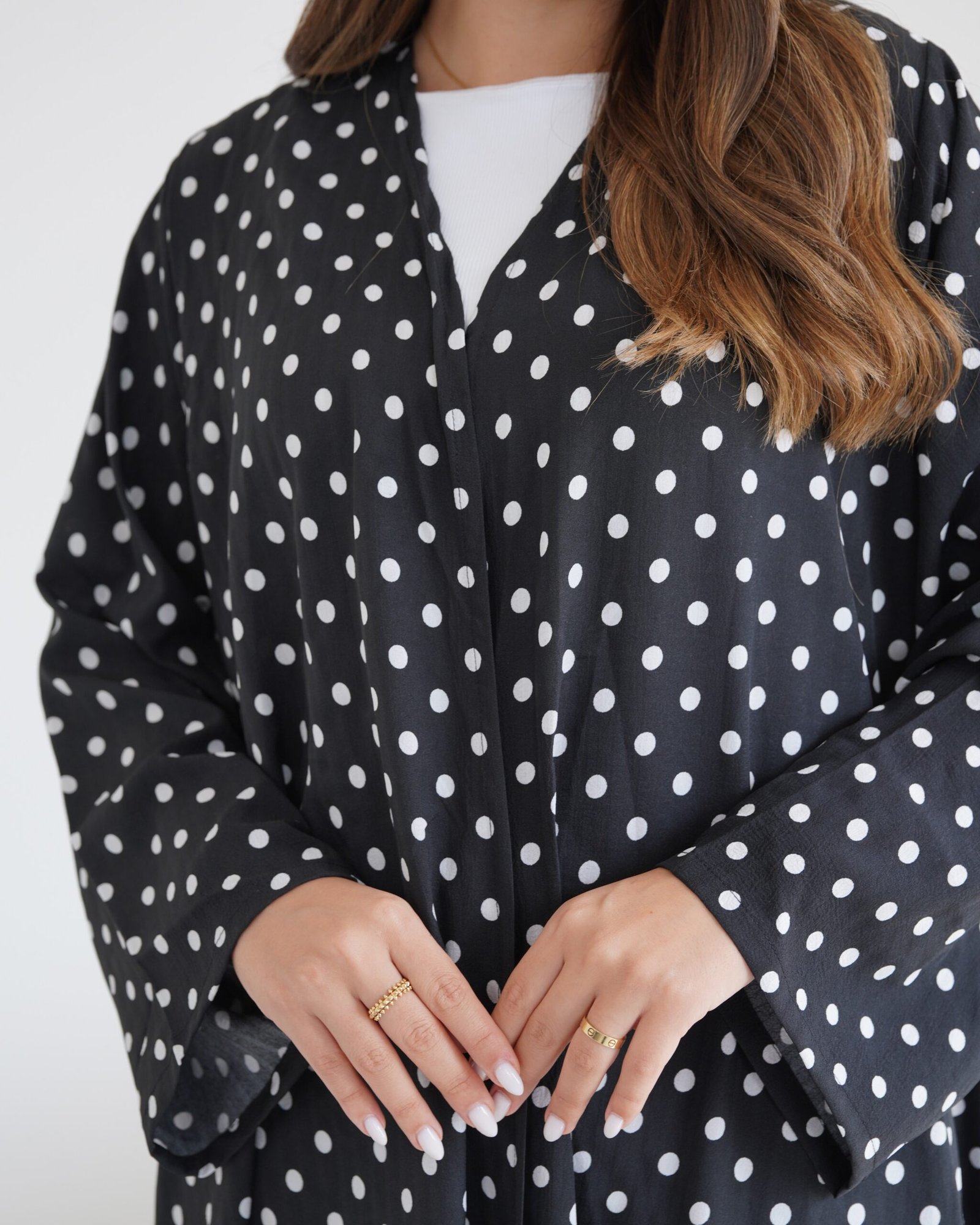 Polka Dots Abaya - Black